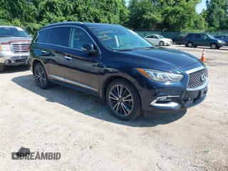 2019 Infiniti QX60 Luxe with VIN 5N1DL0MM3KC507011, listed as a IAAI auction lot 42558651 with 56,183 mi miles and . Bid and sale history available at DreamBid. Image 1.