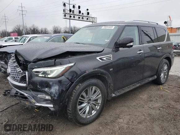 2019 Infiniti QX80 LUXE with VIN JN8AZ2NE0K9229405, listed as a Copart auction lot 78054433 with 65,108 mi miles. Bid and sale history available at carsss.com. Image 1.