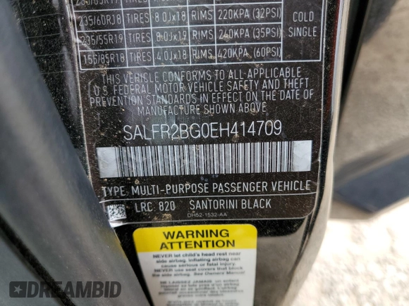 2014 Land Rover LR2 with VIN SALFR2BG0EH414709, listed as a Copart auction lot 47627325 with 165,731 mi miles and Salvage Title. Bid and sale history available at DreamBid. Image 15.