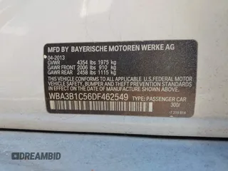 2013 BMW 3 Series 320i with VIN WBA3B1C56DF462549, listed as a IAAI auction lot 41411287 with 119,146 mi miles. Bid and sale history available at carsss.com. Image 9.
