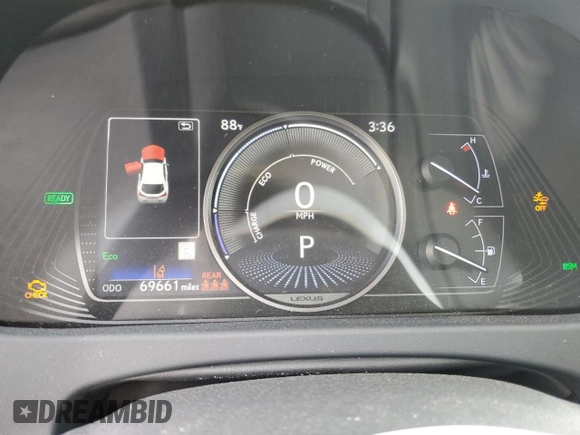 2019 Lexus UX 250h with VIN JTHU9JBH1K2000806, listed as a Copart auction lot 58068005 with 69,661 mi miles and Salvage title. Bid and sale history available at DreamBid. Image 9.