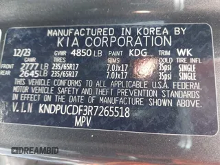 2024 Kia Sportage LX with VIN KNDPUCDF3R7265518, listed as a IAAI auction lot 41830707 with 29,574 mi miles and . Bid and sale history available at DreamBid. Image 9.