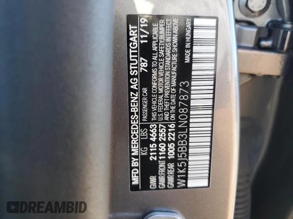 2020 Mercedes-Benz CLA with VIN W1K5J5BB3LN087873, listed as a Copart auction lot 70432474 with 20,085 mi miles and Salvage Title. Bid and sale history available at carsss.com. Image 15.