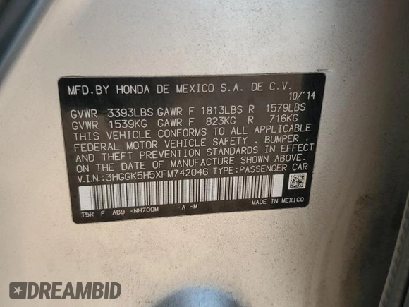 2015 Honda Fit LX with VIN 3HGGK5H5XFM742046, listed as a Copart auction lot 52168915 with 71,601 mi miles and Salvage Title. Bid and sale history available at carsss.com. Image 12.