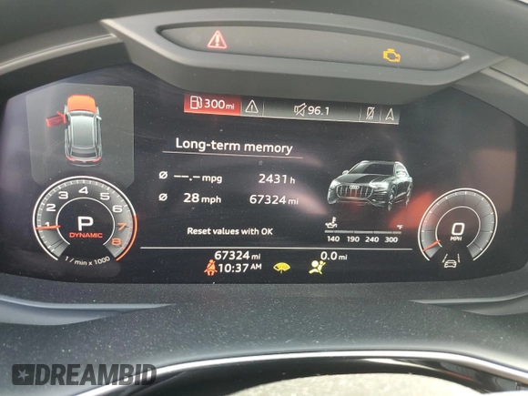 2019 Audi Q8 Prestige z VIN WA1FVAF10KD039615, wystawiony jako Copart lot #55595305 z przebiegiem 67 324 mil mil oraz Szkoda całkowita • Salvage title. Historia ofert i sprzedaży dostępna na DreamBid. Obrazek 9.