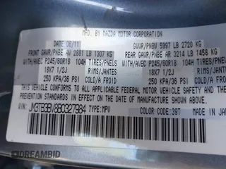 2011 Mazda CX-9 Sport with VIN JM3TB3BV8B0327984, listed as a IAAI auction lot 41881007 with Not Provided miles and . Bid and sale history available at carsss.com. Image 9.
