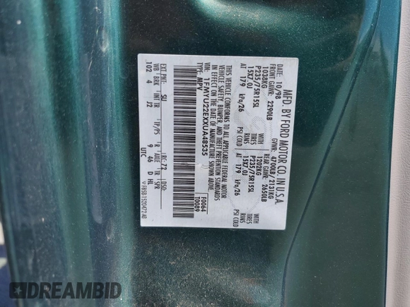 1993 Ford Explorer с VIN 1FMYU22EXXUA48535, выставлен на аукционе Copart как лот 65615025 с пробегом 179 346 миль миль и Чистый • Clean title. История ставок и продаж доступна на DreamBid. Изображение 13.