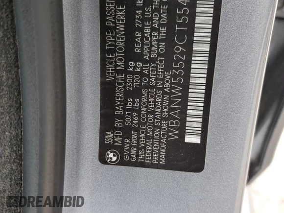 2009 BMW 5 Series 550i with VIN WBANW53529CT55446, listed as a Copart auction lot 78631374 with 125,375 mi miles and Salvage Title. Bid and sale history available at carsss.com. Image 12.