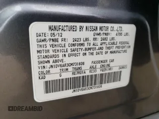 2012 Infiniti G25 x with VIN JN1DV6AR3CM731606, listed as a Copart auction lot 75114474 with 140,264 mi miles and Salvage Title. Bid and sale history available at DreamBid. Image 14.