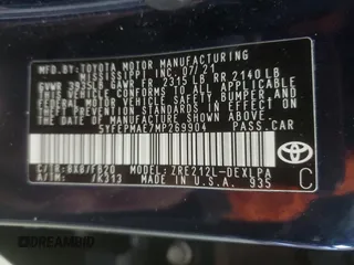 2021 Toyota Corolla LE with VIN 5YFEPMAE7MP269904, listed as a Copart auction lot 52241115 with 68,669 mi miles and Salvage Title. Bid and sale history available at carsss.com. Image 14.