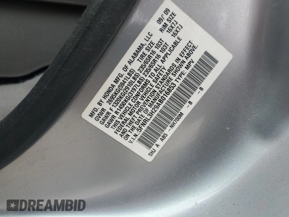2010 Honda Odyssey LX z VIN 5FNRL3H29AB016853, wystawiony jako Copart lot #56602085 z przebiegiem 154 518 mil mil oraz Szkoda całkowita • Salvage title. Historia ofert i sprzedaży dostępna na DreamBid. Obrazek 13.