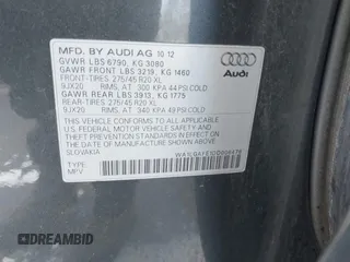 2013 Audi Q7 3.0T Premium Plus with VIN WA1LGAFE1DD006478, listed as a IAAI auction lot 41536038 with 190,654 mi miles. Bid and sale history available at carsss.com. Image 9.