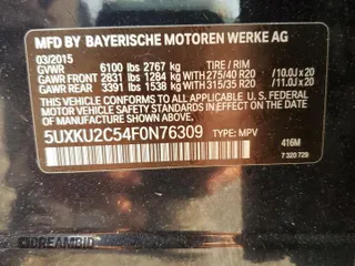 2015 BMW X6 xDrive35i with VIN 5UXKU2C54F0N76309, listed as a Copart auction lot 54869323 with 36,506 mi miles. Bid and sale history available at carsss.com. Image 13.
