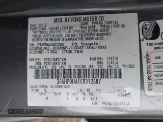 2012 Ford Fusion SE with VIN 3FAHP0HA1CR312687, listed as a IAAI auction lot 42342538 with 216,914 mi miles and . Bid and sale history available at DreamBid. Image 9.