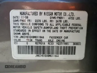 2009 Infiniti G37 Journey with VIN JNKCV61EX9M011944, listed as a Copart auction lot 49956025 with 177,999 mi miles and Salvage Title. Bid and sale history available at DreamBid. Image 13.