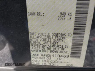 2013 Nissan Altima S with VIN 1N4AL3AP8DN410469, listed as a IAAI auction lot 41883869 with 208,170 mi miles and . Bid and sale history available at DreamBid. Image 9.