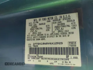 1997 Ford F-150 XL with VIN 1FTDX1868VKA12923, listed as a IAAI auction lot 41526986 with 343,755 mi miles. Bid and sale history available at carsss.com. Image 9.