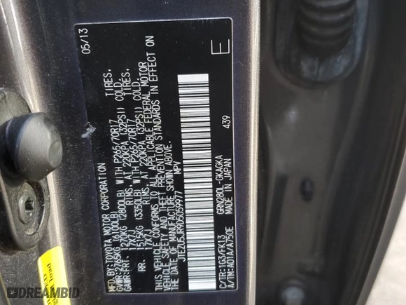 2013 Toyota 4Runner SR5 with VIN JTEZU5JR9D5059977, listed as a Copart auction lot 45771385 with 115,534 mi miles and Salvage Title. Bid and sale history available at carsss.com. Image 13.