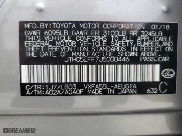 2018 Lexus LS with VIN JTHC5LFF7J5000446, listed as a Copart auction lot 78777824 with 66,719 mi miles and Salvage Title. Bid and sale history available at carsss.com. Image 13.