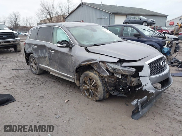 2019 Infiniti QX60 LUXE with VIN 5N1DL0MN4KC528751, listed as a IAAI auction lot 41076594 with 120,452 mi miles. Bid and sale history available at carsss.com. Image 1.