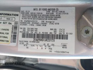 2018 Ford Fusion SE with VIN 3FA6P0HD1JR227721, listed as a IAAI auction lot 41587967 with 180,084 mi miles. Bid and sale history available at carsss.com. Image 9.