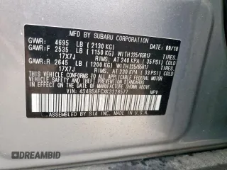 2019 Subaru Outback Premium with VIN 4S4BSAFCXK3228577, listed as a Copart auction lot 58441295 with 63,844 mi miles and Salvage title. Bid and sale history available at DreamBid. Image 13.