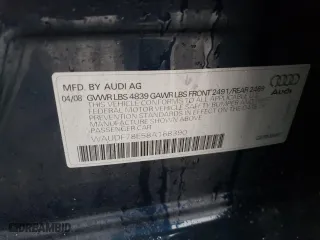 2008 Audi A4 2.0T with VIN WAUDF78E58A168390, listed as a Copart auction lot 83960454 with 156,852 mi miles and Salvage Title. Bid and sale history available at carsss.com. Image 12.