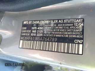 2005 Mercedes-Benz C 240 with VIN WDBRF61J85A764789, listed as a IAAI auction lot 41319572 with 8,921 mi miles and . Bid and sale history available at DreamBid. Image 9.