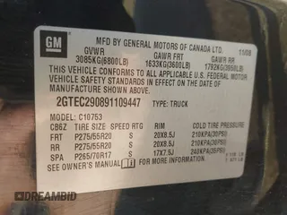 2009 GMC Sierra 1500 with VIN 2GTEC290891109447, listed as a IAAI auction lot 41217035 with 197,033 mi miles and . Bid and sale history available at DreamBid. Image 9.
