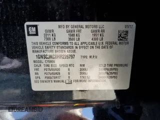 2017 Chevrolet Suburban Premier with VIN 1GNSCJKC8HR226797, listed as a Copart auction lot 62874585 with 150,994 mi miles and Salvage title. Bid and sale history available at DreamBid. Image 13.