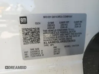 2024 Buick Encore GX Sport Touring с VIN KL4AMDSL0RB206969, выставлен на аукционе Copart как лот 54574625 с пробегом 6 251 миль миль и На запчасти • Non repairable. История ставок и продаж доступна на DreamBid. Изображение 12.