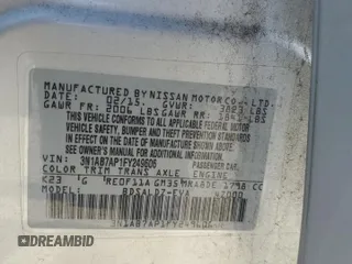 2015 Nissan Sentra SV with VIN 3N1AB7AP1FY249606, listed as a Copart auction lot 55861795 with 126,502 mi miles and Salvage Title. Bid and sale history available at DreamBid. Image 13.