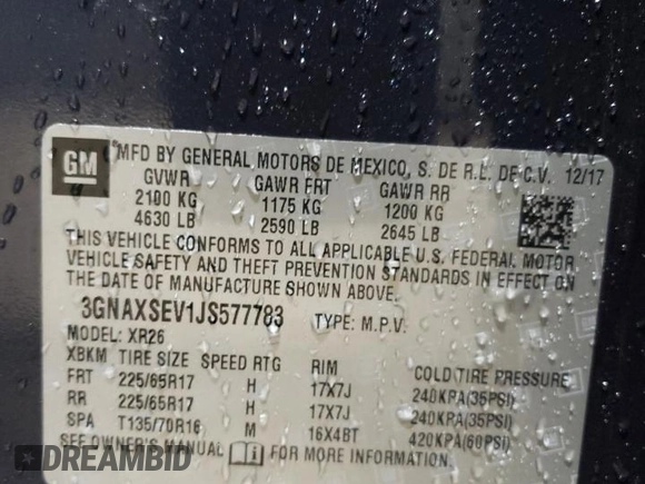 2018 Chevrolet Equinox LT with VIN 3GNAXSEV1JS577783, listed as a Copart auction lot 51787045 with 113,233 mi miles and Salvage Title. Bid and sale history available at carsss.com. Image 13.