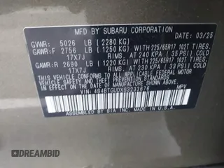 2025 Subaru Outback Wilderness z VIN 4S4BTGUDXS3233676, wystawiony jako IAAI lot #42219497 z przebiegiem 2 001 mil mil oraz . Historia ofert i sprzedaży dostępna na DreamBid. Obrazek 9.