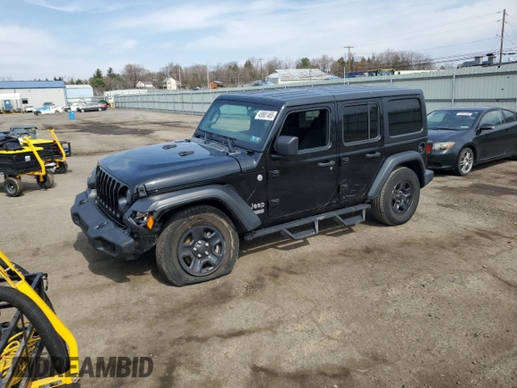 2021 Jeep Wrangler Unlimited Willys Sport with VIN 1C4HJXDG2MW564638, listed as a Copart auction lot 49881465 with 44,972 mi miles and Salvage title. Bid and sale history available at DreamBid. Image 1.