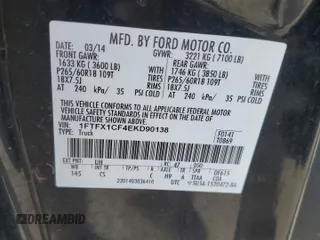2014 Ford F-150 XL with VIN 1FTFX1CF4EKD90138, listed as a Copart auction lot 46899635 with 225,309 mi miles and Salvage Title. Bid and sale history available at carsss.com. Image 13.