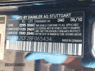 2011 Mercedes-Benz E 550 with VIN WDDKK7CF2BF065434, listed as a IAAI auction lot 42560763 with 85,579 mi miles and . Bid and sale history available at DreamBid. Image 9.