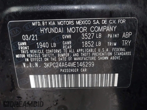 2021 Hyundai Accent SE with VIN 3KPC24A64ME146299, listed as a IAAI auction lot 41551666 with 84,120 mi miles. Bid and sale history available at carsss.com. Image 9.