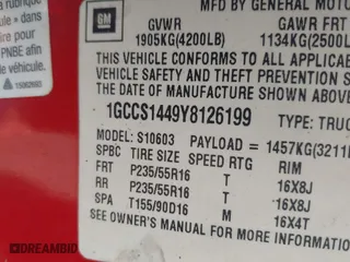2000 Chevrolet S-10 LS with VIN 1GCCS1449Y8126199, listed as a IAAI auction lot 42052804 with 80,005 mi miles. Bid and sale history available at carsss.com. Image 9.