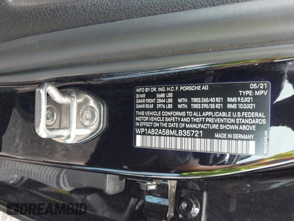 2021 Porsche Macan S with VIN WP1AB2A58MLB35721, listed as a IAAI auction lot 42591180 with 47,444 mi miles and . Bid and sale history available at DreamBid. Image 9.