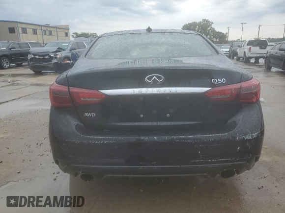 2020 Infiniti Q50 Luxe with VIN JN1EV7AR0LM253719, listed as a Copart auction lot 70259344 with 50,958 mi miles and Salvage title. Bid and sale history available at DreamBid. Image 6.