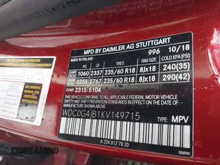 2019 Mercedes-Benz GLC 300 with VIN WDC0G4JB1KV149715, listed as a IAAI auction lot 42161240 with 128,906 mi miles and . Bid and sale history available at DreamBid. Image 9.