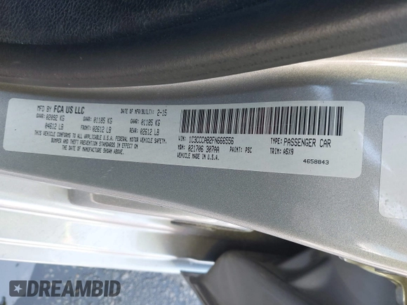 2015 Chrysler 200 Limited with VIN 1C3CCCAB2FN666556, listed as a IAAI auction lot 42056655 with 144,305 mi miles and . Bid and sale history available at DreamBid. Image 9.