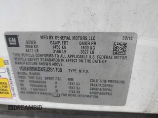 2014 GMC Acadia SLT with VIN 1GKKRRKDXEJ281703, listed as a IAAI auction lot 41945533 with 1 mi miles. Bid and sale history available at carsss.com. Image 9.