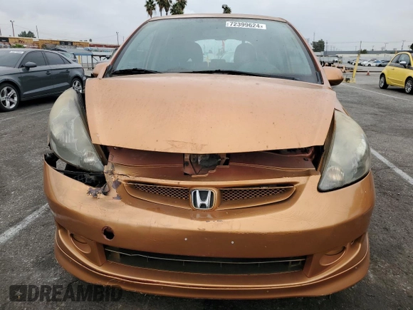 2008 Honda Fit Sport with VIN JHMGD386X8S035284, listed as a Copart auction lot 72399624 with 122,588 mi miles and Salvage Title. Bid and sale history available at carsss.com. Image 5.