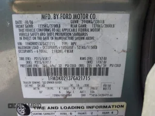 2007 Ford Freestyle SEL с VIN 1FMDK02137GA21715, выставлен на аукционе IAAI как лот 41809751 с пробегом Не указан миль и . История ставок и продаж доступна на DreamBid. Изображение 9.