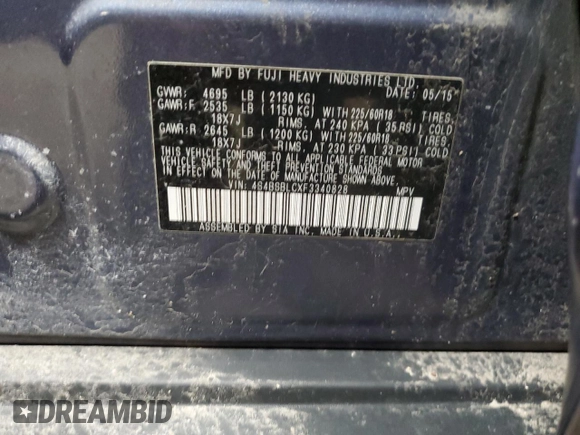 2015 Subaru Outback Limited with VIN 4S4BSBLCXF3340828, listed as a Copart auction lot 50773985 with 89,635 mi miles and Clean Title. Bid and sale history available at DreamBid. Image 13.