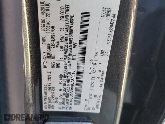 2017 Ford Escape SE with VIN 1FMCU0GD8HUA89018, listed as a Copart auction lot 45302875 with 101,182 mi miles and Salvage Title. Bid and sale history available at carsss.com. Image 15.