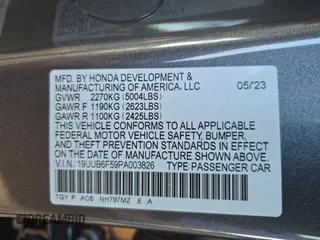 2023 Acura TLX w/A-Spec Package with VIN 19UUB6F59PA003826, listed as a Copart auction lot 47489445 with 9,291 mi miles and Salvage Title. Bid and sale history available at carsss.com. Image 10.