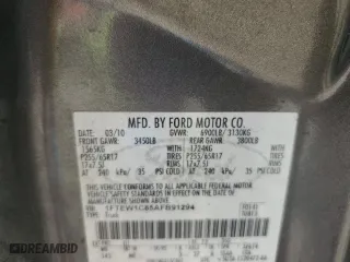 2010 Ford F-150 XL with VIN 1FTEW1C85AFB91294, listed as a Copart auction lot 48346475 with 155,723 mi miles and Salvage Title. Bid and sale history available at carsss.com. Image 15.